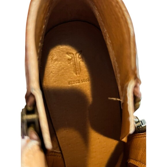 Frye Boots Ankle Booties Judith Leather Block Heel Double Zip Sz 8.5 brown - Picture 8 of 11